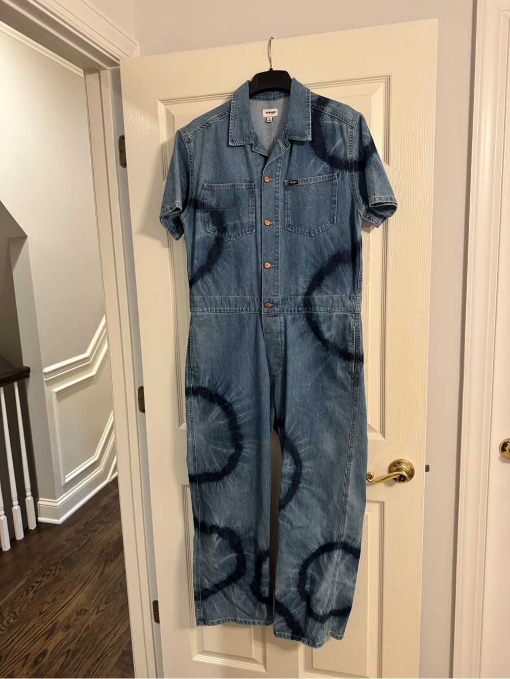 Wrangler Blue Tie-Dye Denim Jumpsuit